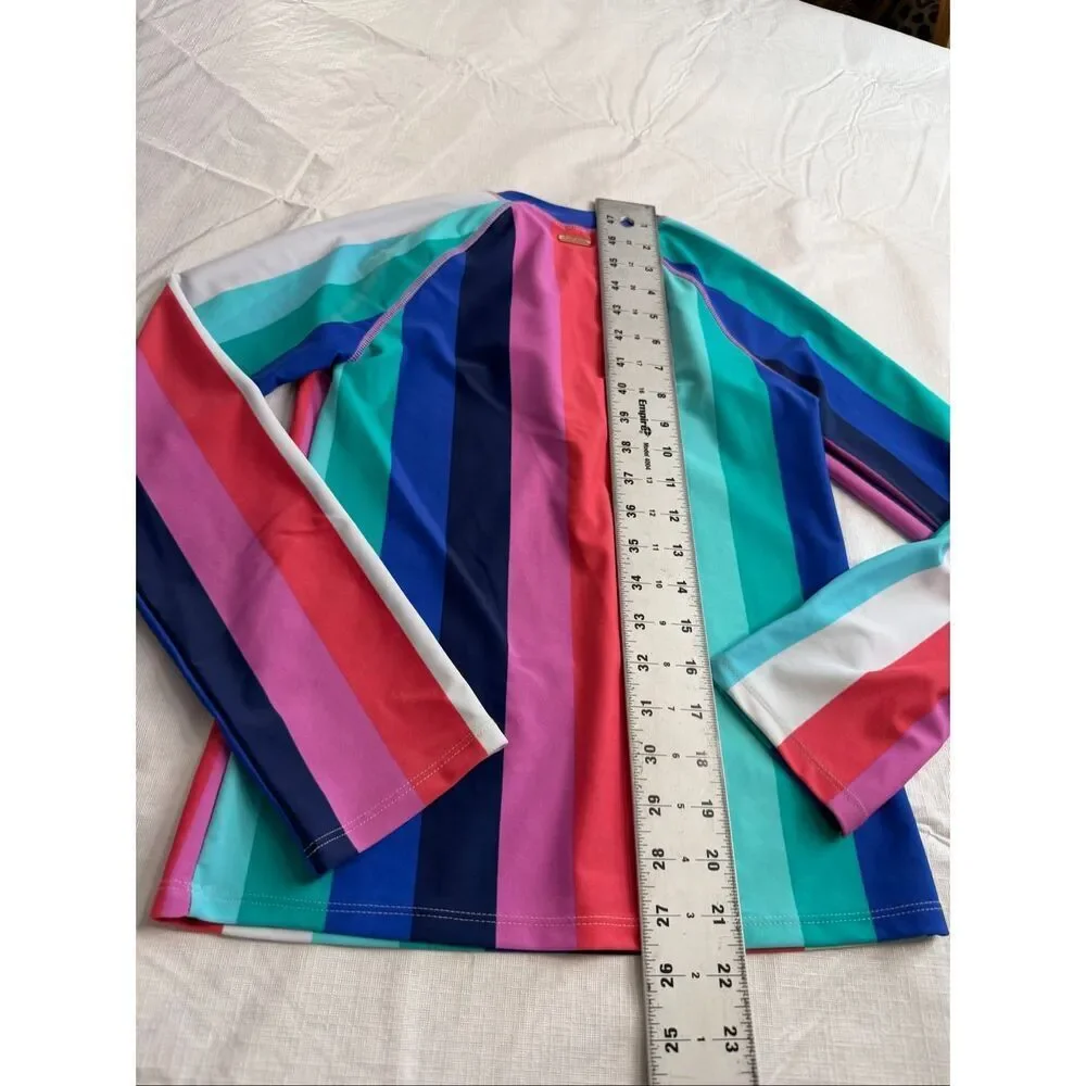 NWT Cabana Life Stripe Rash Guard UPF 50+ Girls Size 10 New